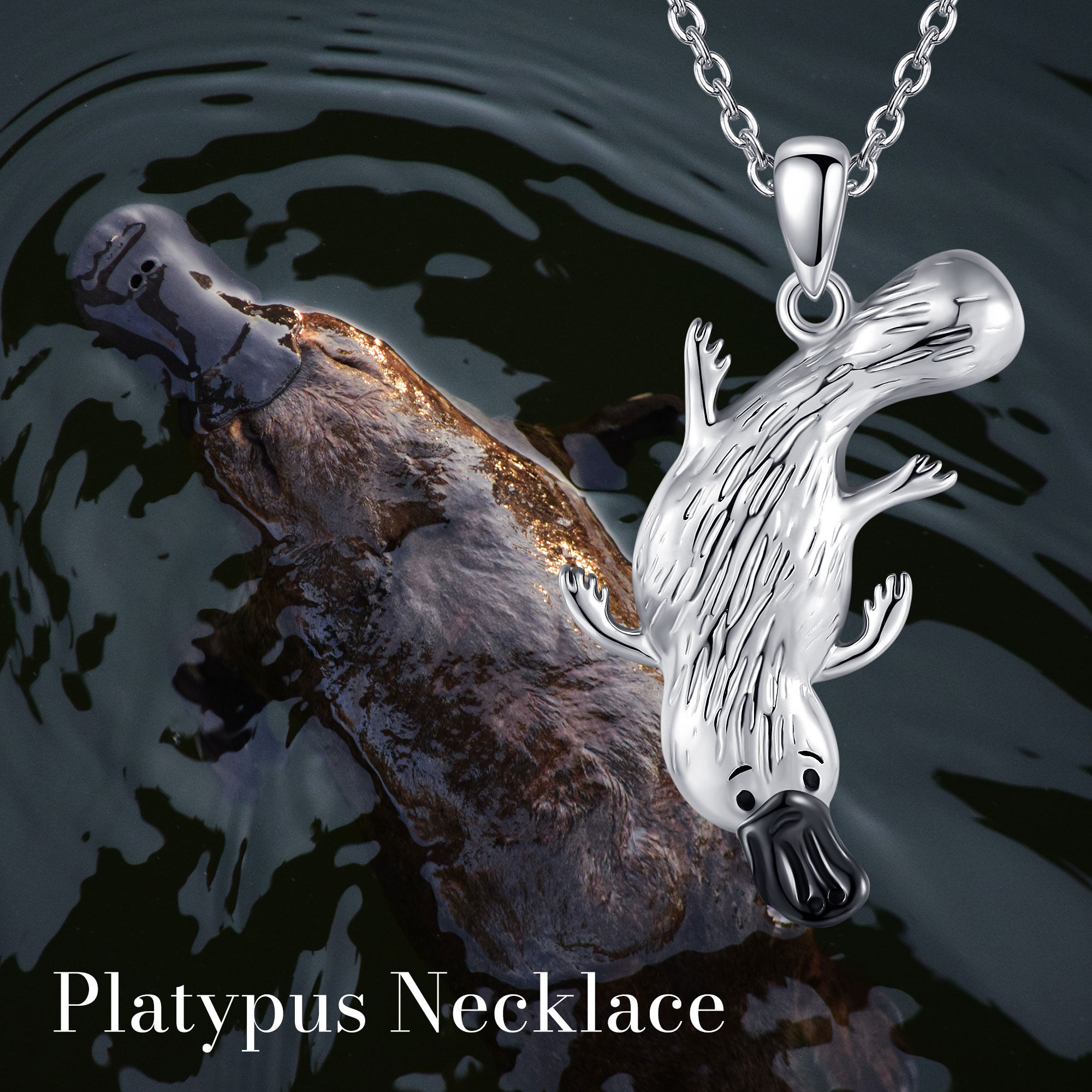 S925 Sterling Silver Platypus Necklace, Hypoallergenic